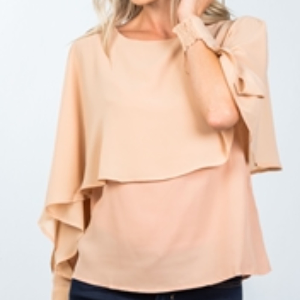 CAPE SLEEVE LAYERED BLOUSE
